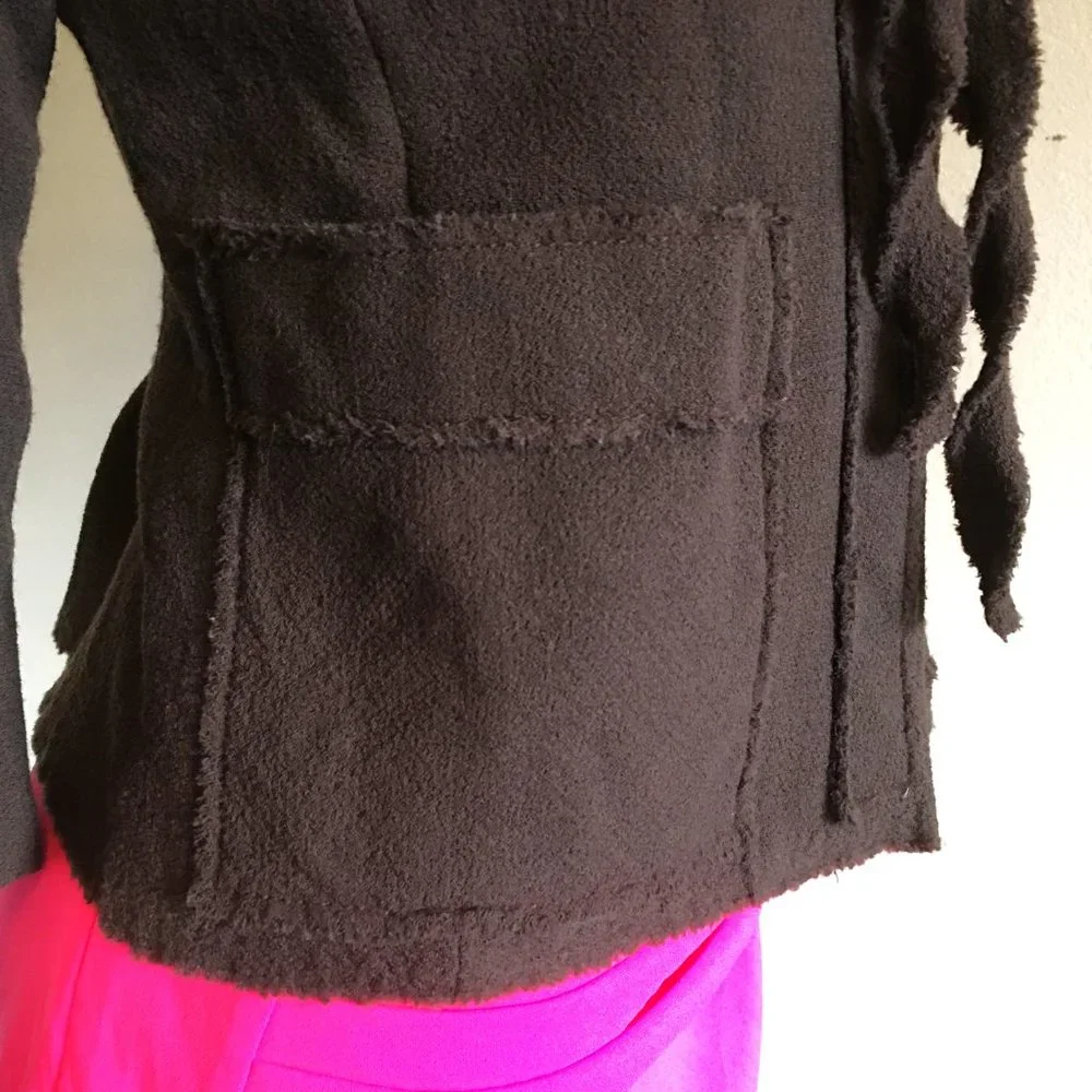 TULEH Brown Fringe Wool Blend Evening Jacket - Picture 9 of 16